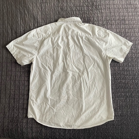 White Short Sleeve Button Down Shirt with Grey Pattern - Picture 2 of 4